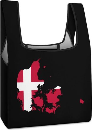 Generic Denmark Map Flag Reusable Shopping Bags Lightweight Foldable Grocery Bag Polyester Washable Tote Bag