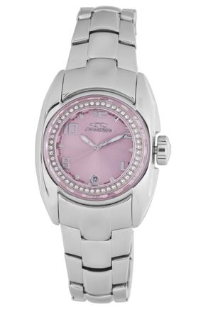 Chronotech Womens Pink Dial Diamond Watch - Silver - One Size
