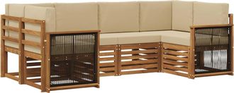 vidaXL Conjunto De Sof&aacute;s De Exterior 5 Uds. Natural Vidaxl