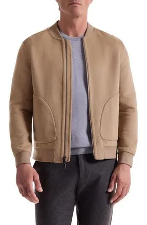 Bugatchi Brushed Wool Blend Bomber Jacket in Camel at Nordstrom Rack, Size Xx-Large