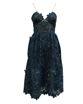 Self Portrait Pre-owned Womens Blue Lace Cocktail Dress - Size 6 UK