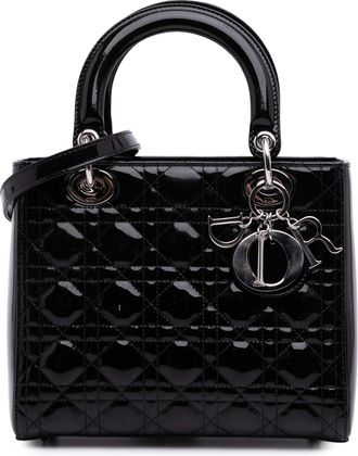 Dior Pre-owned Womens Lady Top Handle Bag - Black Leather - One Size