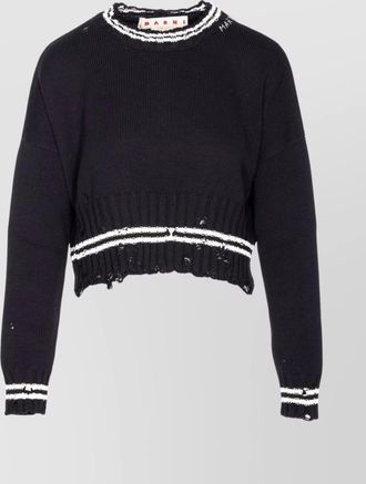 Marni cotton cropped distressed crewneck jumper