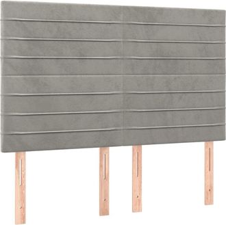 vidaXL Cabecero Con Luces Led Terciopelo Gris Claro 144x5x118/128 Cm Vidaxl