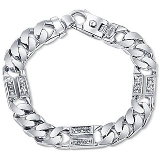 Pompeii3 Mens Designer Diamond Figaro 14k Gold (85gram) or Platinum (159gram) 12mm Bracelet 8.5