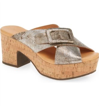 Chocolat Blu Womens Galaxy Criss Cross Platform Slide In Grey Leather
