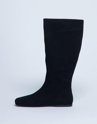 Topshop Tess - Stivali bassi al ginocchio in camoscio neri-Nero
