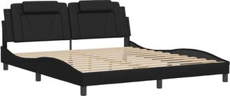 vidaXL Estructura Cama Led Sin Colch&oacute;n Cuero Sint&eacute;tico Negro 180x200cm Vidaxl