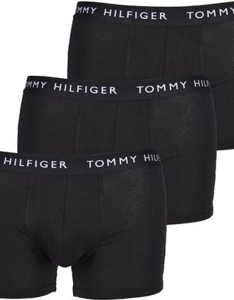 Tommy Hilfiger Mens 3-Pack Premium Essential Logo Boxer Trunks, Black - Size: 37/36/32