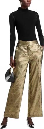 Elie Tahari Hannah Gilded Wide Leg Trouser In Brushed Gold