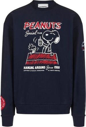 Iceberg Regular Fit Crew Neck Sweatshirt - Heren - Sweatshirts - Blauw - XL - Katoen - Hoodies & sweatvesten