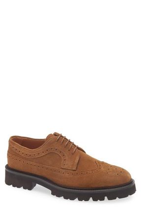 Gentle Souls Faro Wingtip Brogue Derby in Tan Suede at Nordstrom, Size 11.5