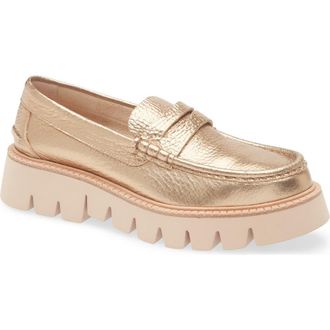 Pedro Garcia Sebas Lug Penny Loafer in Cava Cervo Lame at Nordstrom Rack, Size 9.5Us / 39.5Eu