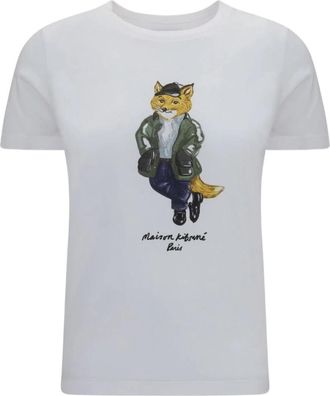 Maison Kitsun&eacute; Weekend Fox Regular T-shirt - Dames - T-shirts - Wit - L - Katoen - Tops