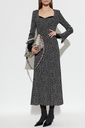 Dolce & Gabbana Silk Midi Dress With Long Sleeves, Womens, Black