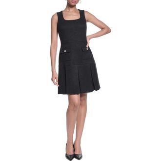 Karl Lagerfeld Textured Stretch A-Line Dress in Black at Nordstrom, Size 14