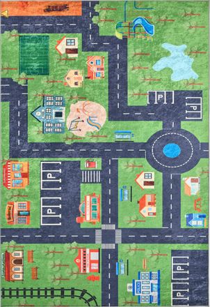 Nazar Rugs Alfombra lavable con dise&ntilde;o art&iacute;stico - verde - 160x230