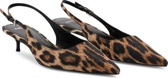 Mango Leopard Print Pointed Toe Slingback Pump in Black at Nordstrom, Size 6.5Us