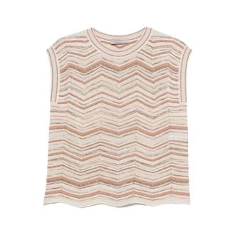 D.exterior Sleeveless Tops, female, Beige, Size: S Chevron Sleeveless Top