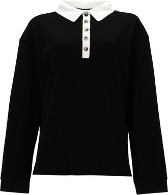 Khaite Faithful Silk Contrast Collar Polo Shirt