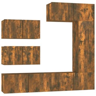 vidaXL Vidaxl - Set De Muebles De Tv 6 Pzas Madera Contrachapada Roble Ahumado