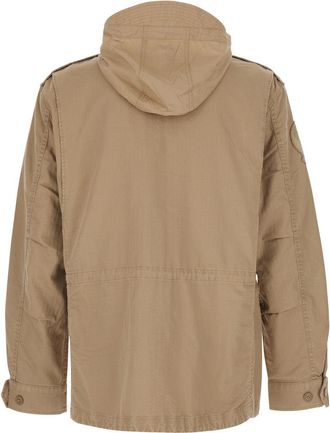 Polo Ralph Lauren Mens Cotton Jacket With Removable Hood - Brown Coat