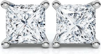 Pompeii3 Princess Cut Diamond Prong Studs 14k Gold Lab Grown Size: Small