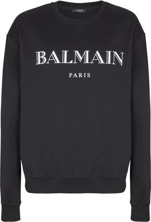 Balmain Gedrukte sweatshirt - Heren - Sweatshirts - Zwart - M - Katoen - Hoodies & sweatvesten