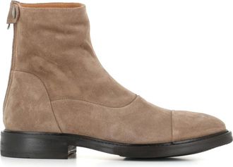 Alberto Ankle Boots, male, Beige, Size: 9 1/2 US Beige Suede Zip Boots