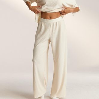 Lounge Waffle Pyjama Bottoms - Cream - M - Lightweight Oversized Waffle Fabrication - Lounge - Womens Loungewear