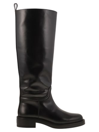 【関税＆送料込み】Tod'S T-Buckle Leather Knee-High Boots S TOD'S Black Leather Winter Stivale Buckle Detail Knee High