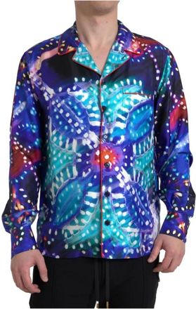 Dolce & Gabbana Zijden Psychedelische Print Pyjama Shirt - Heren - Casual Overhemden - Veelkleurig - L - Overhemden