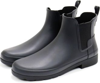 Hunter Womens Original Refined Chelsea Rain Boots In Black