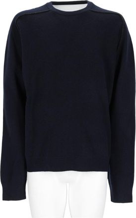 Maison Margiela Crew Neck Sweater In Deep Blue Virgin Wool