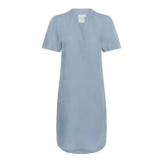 Part Two Faded Denim Jurk met Korte Mouwen - Dames - Jurken - Blauw - Maat: XS Denim