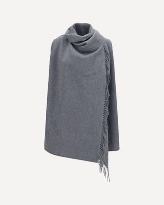 Fabiana Filippi High-neck wool Cape with concealed closure and fringes Female UNI