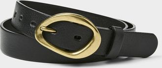 Simons Womens Asymmetric buckle pebbled leather belt