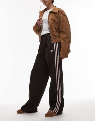 adidas Originals Firebird - Pantaloni sportivi ampi marroni e rosa-Marrone