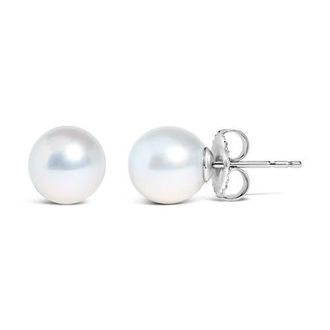 House of Brilliance 14K Gold 4.0-4.5MM Cultured Freshwater Pearl Solitaire Stud Earrings in White at Nordstrom