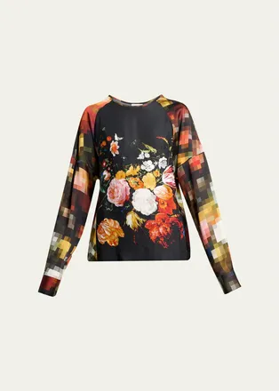 Dries Van Noten Pixel Fruit Print Long-Sleeve Top