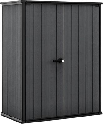 Dmora Armario exterior Fuscaldo, Mueble para exteriores, Mueble de jardín multiusos, Contenedor para balcón o garaje, 140x74 h170 cm, Gris oscuro - Dmora