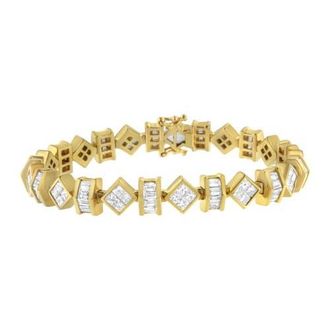 House of Brilliance 14K Yellow Gold 7.50 Cttw Princess and Baguette Diamond Geometric Link Bracelet at Nordstrom