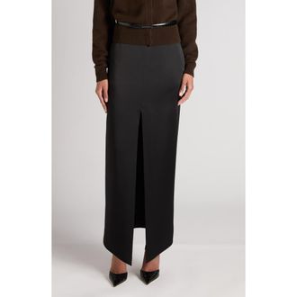 Tom Ford Tailored Satin Maxi Skirt in Black at Nordstrom, Size 10 Us