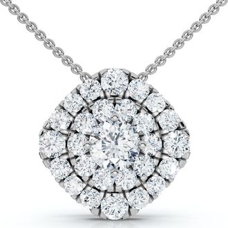 Pompeii3 2Ct Diamond (1ct center) Cushion Pendant Necklace Lab Grown 3/4
