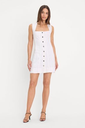 Good American Womens Mini Button Front Dress | White, Size Medium | Good American by Khlo&Egrave; Kardashian