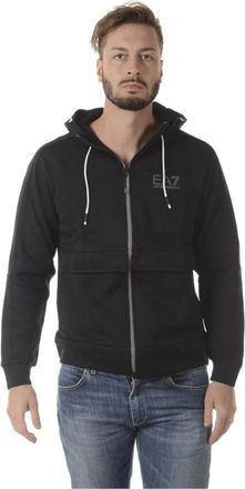 Emporio Armani Sweatshirt hoodie met ritssluiting - Heren - Vesten met rits - Zwart - 2XL - Katoen - Hoodies & sweatvesten