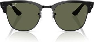 Ray-Ban Clubmaster Reverse Lens 54mm Polarized Square Sunglasses in Black Green at Nordstrom
