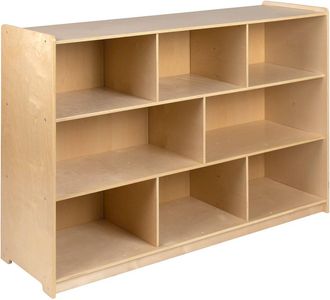 Flash Furniture Wooden 8 Section School Classroom Storage Cabinet - 36H (Natural)