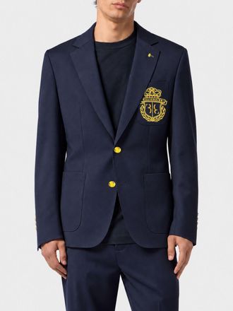 Billionaire Boys Club Single-Breasted Blazer with Lapels and Embroidered Crest