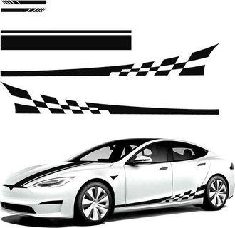OEM Piezas De Pegatinas Laterales Para Coche, Pegatinas Para Cap&oacute;, Franjas, Juego De Pegatinas Decorativas Deportivas (negro)